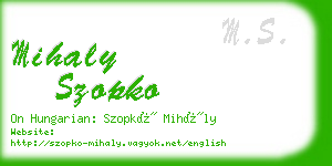 mihaly szopko business card